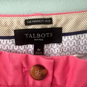 talbots perfect crop pants 4P pink so cute petite 98% cotton 2% spandex 4 womans